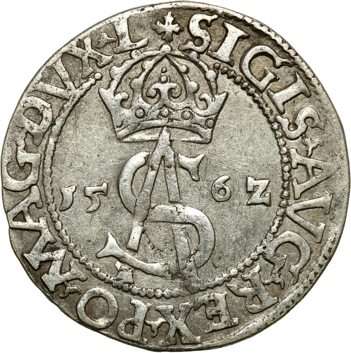 Zygmunt II August. Trojak 1562, Wilno - ŁADNY